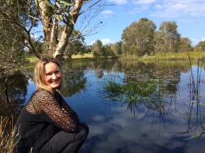 Author Lisa Walker at one of the Elements of Byron sites for A Wandering Tale